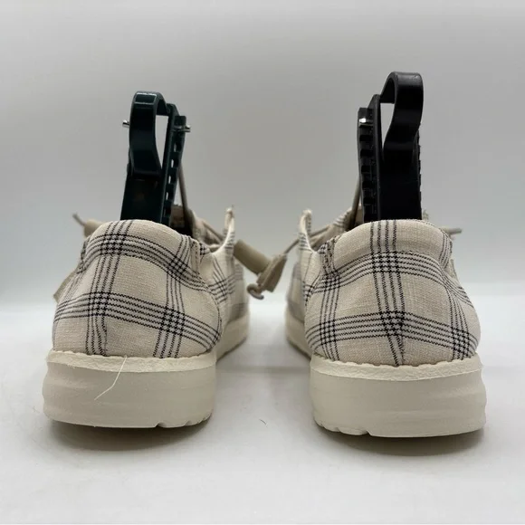Hey Dude Wendy Plaid Beige Women’s Size 7 121410558 Casual Comfort Slip On Shoes - Picture 3 of 16